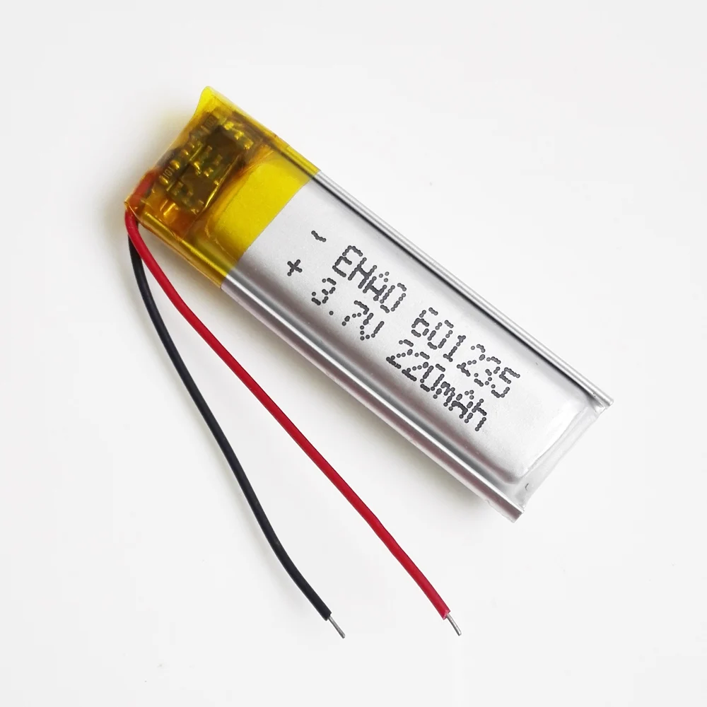 3.7V 220mAh Lithium Polymer LiPo Rechargeable Battery 601235 For Mp3 GPS PSP Bluetooth Headphone Headset Recorder Bracelet Watch