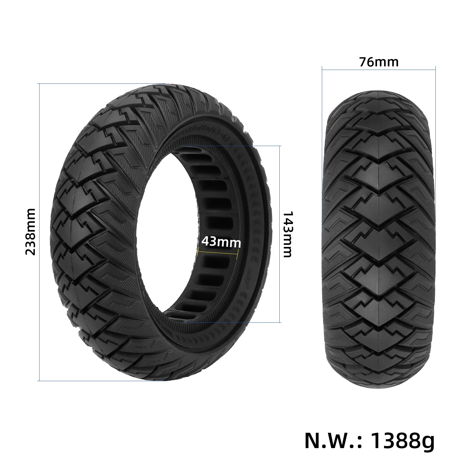 Ulip 10x3In Solid Tire For Zero 10X, Kugoo M4 Pro/G2 Max,Mantis 10 Scooter 255x80 80/65-6 Tire Tubeless Puncture Resistant Tires