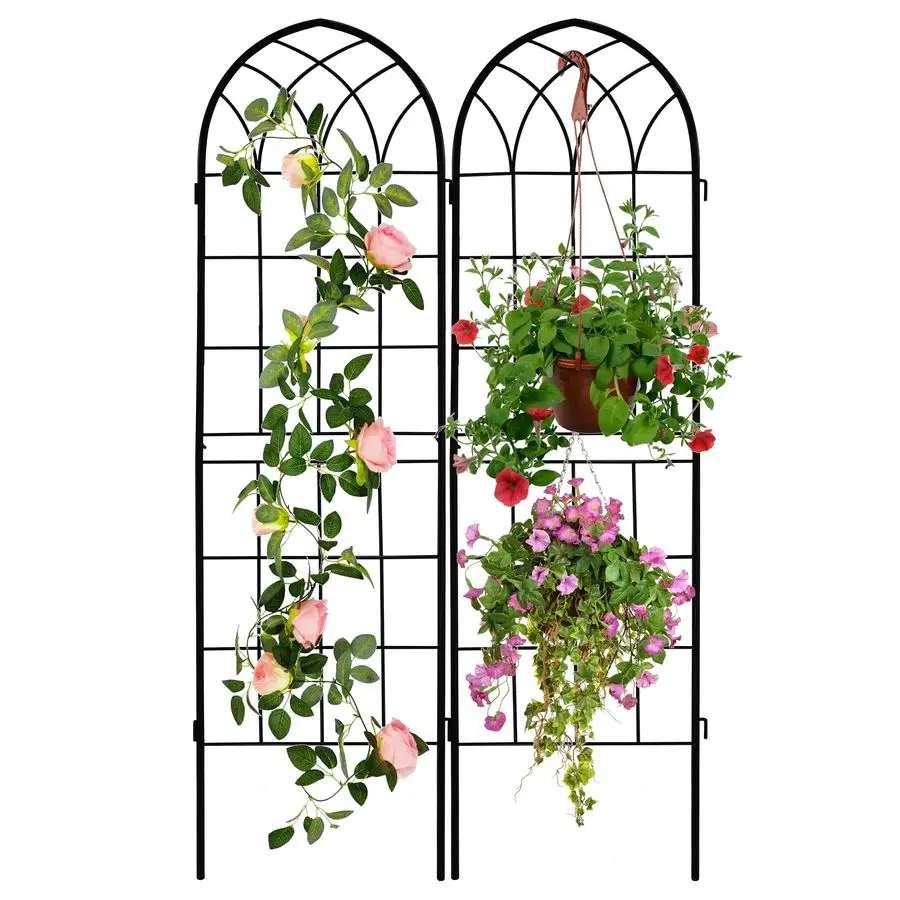 

2 Pack 71x20in Rustic Iron Arch Decoration Garden Trellis with Black Metal Coating Perfect for Supporting Climbing Plants Outdoo