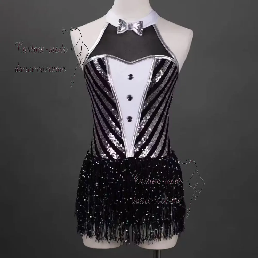 

Новый костюм для латинских танцев для детей и взрослых с юбкой с кисточками, элегантный дизайн для соревнований и выступлений