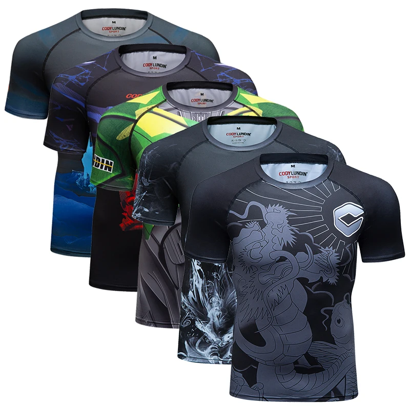 

MMA Rashguard Jiu Jitsu Bjj Men Compression T Shirts Quick Dry Gym Running Sports Tops Tee Boxing Jersey Mens Rashguard T Shirt