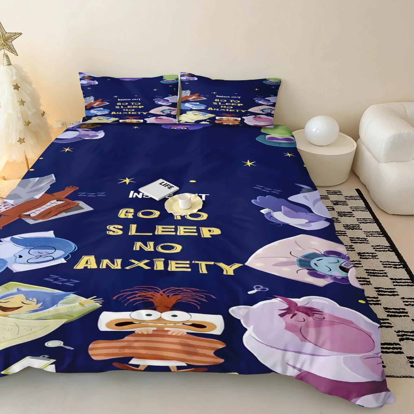 Disney Inside Out Dekbedovertrek Cartoon Anime 3D Schattig Meisje Kinderkamer Set ​ Polyester volwassen cadeau 2/3 stuks beddengoed