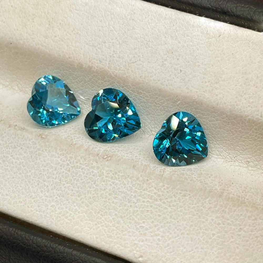 Wholesale Lot 10pcs 5pcs London Blue Topaz Heart Shape 4-10mm Facet Semi-precious Clean Real Natural Stone For Jewelry Making
