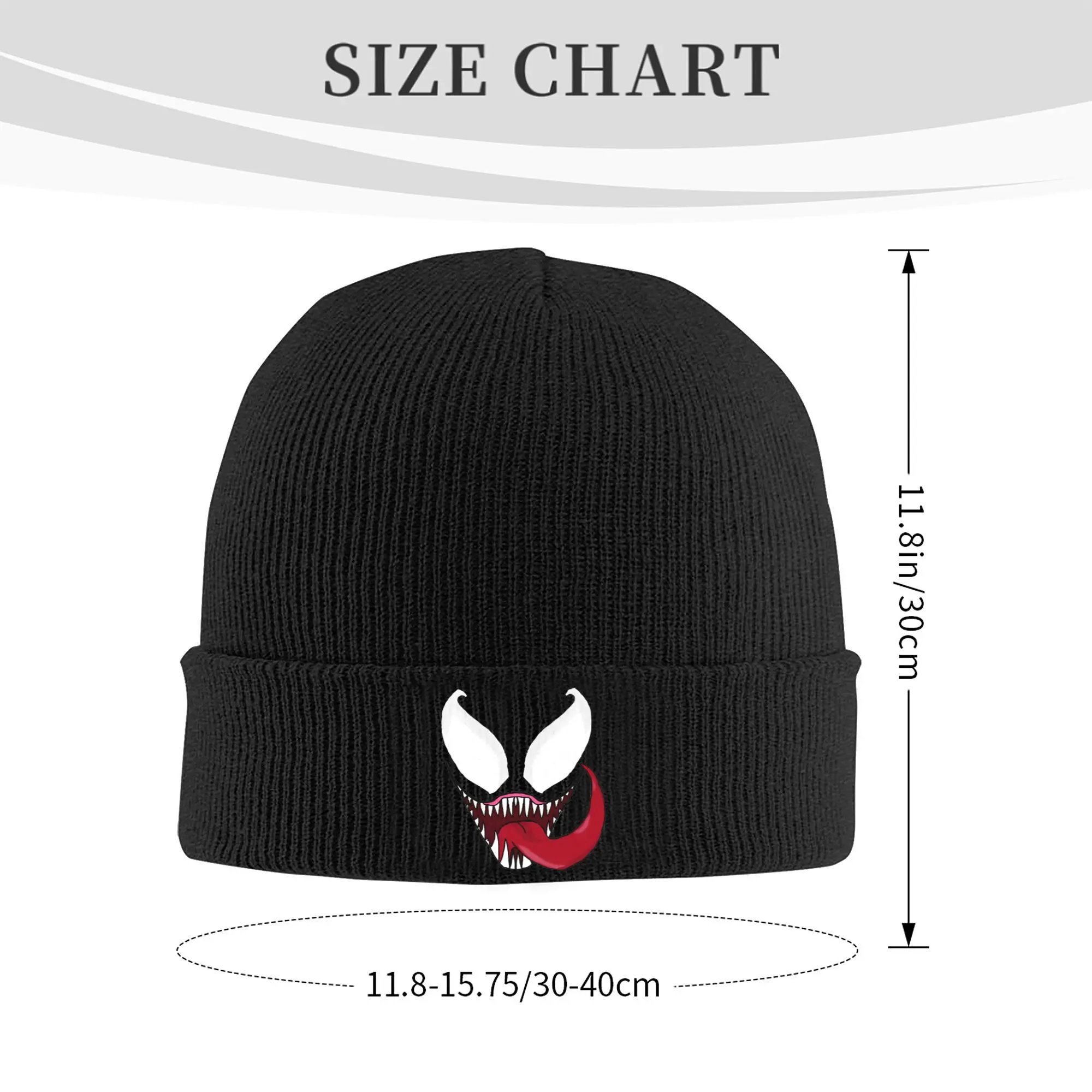 Women Men Rib Knit Cuffed Beanie Venoms Accessories Winter Warm Skull Knitted Hat Cap Movie Logo Print Bonnet Hats