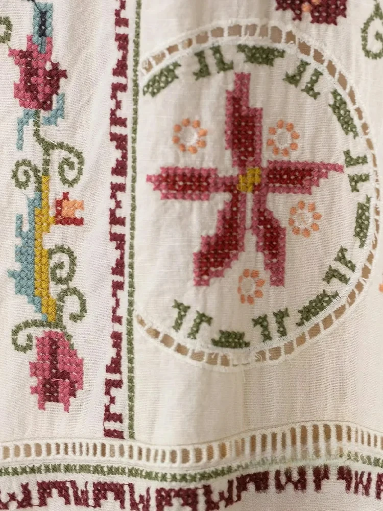 KONDALA Holiday Chic mujer bordado vestido camisola suelto sin mangas vestido recto largo moda 2025 Primavera Verano vestido de vacaciones