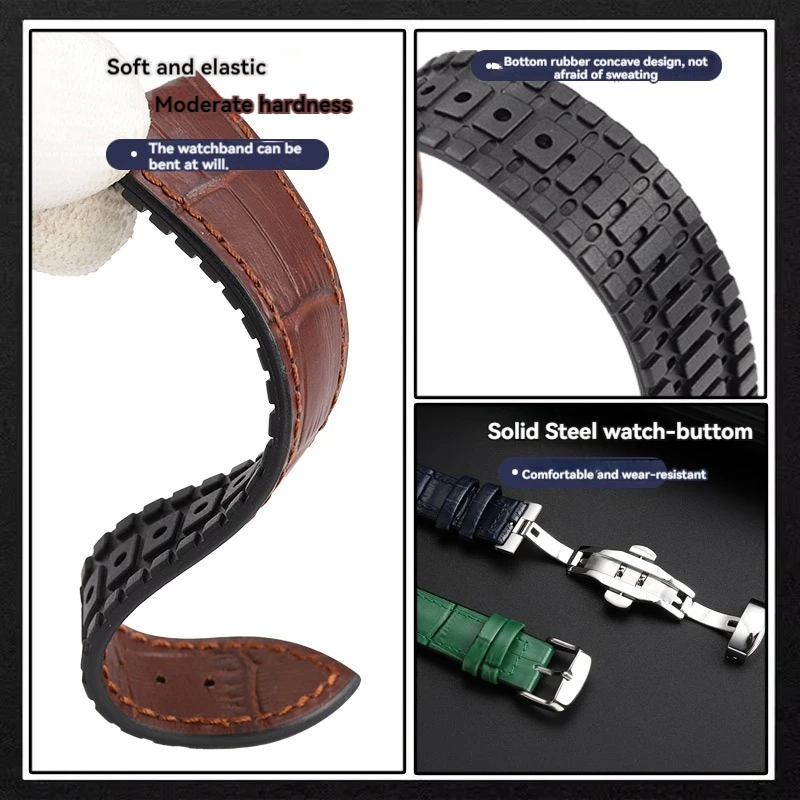 Tali Jam Tangan silikon หนังวัวกันน้ำสำหรับผู้หญิงผู้ชาย19มม. 20มม. 21มม. 22มม. สายนาฬิกาสำหรับ IWC Seiko Longines