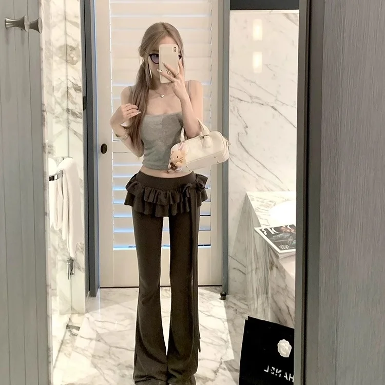 

Балетные брюки-клеш, милые пряные плиссированные брюки, женские эластичные утягивающие повседневные брюки для йоги с длинной талией