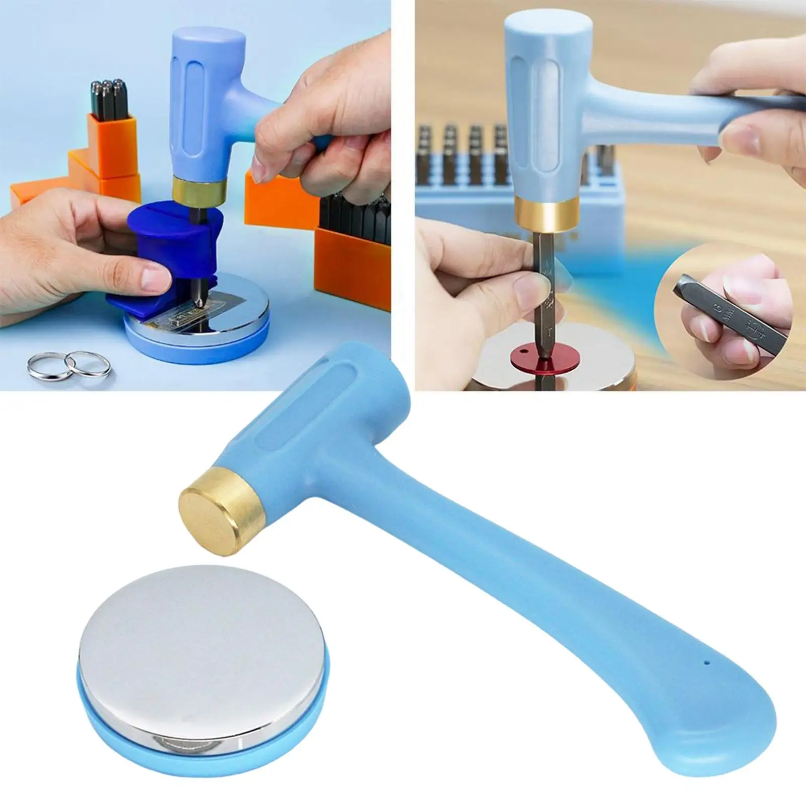 

Professional Jewelry Metal Stamps Hammer and Steel Block Set for Craft