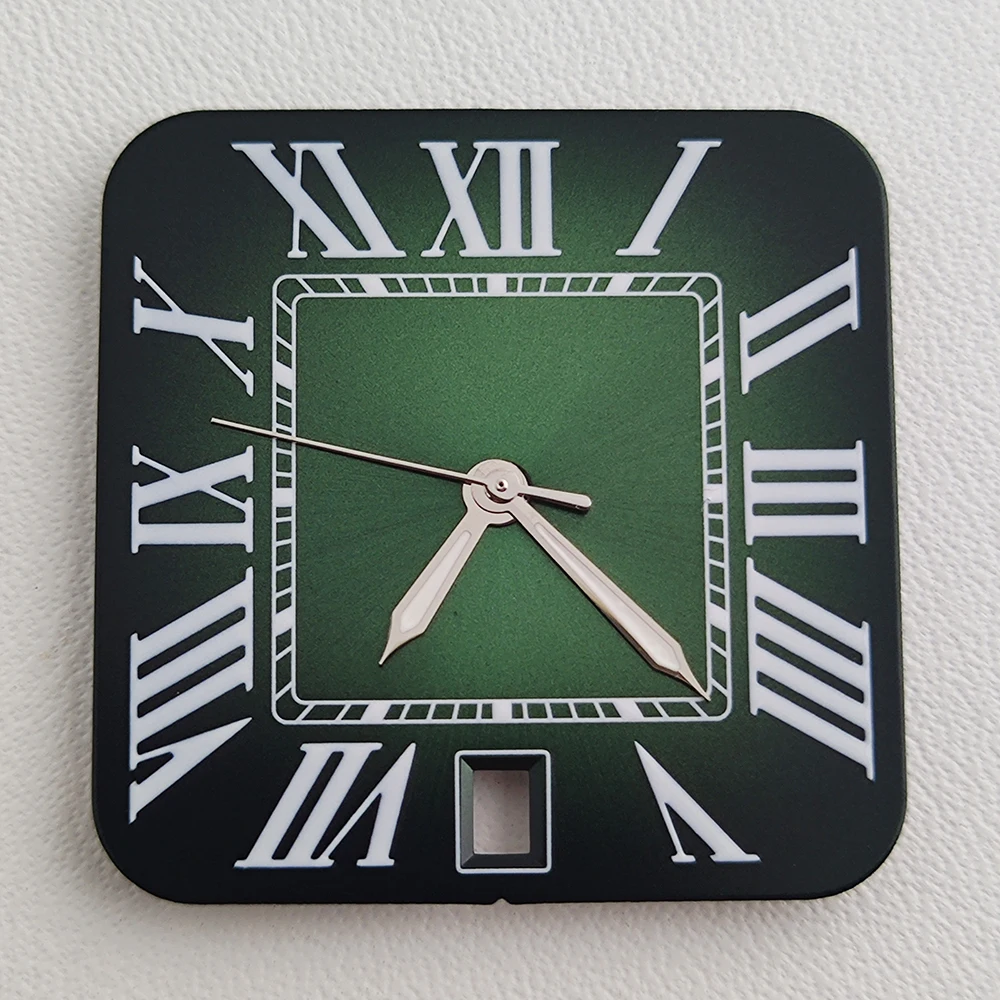 Nh35 dial relógio dial nh35 mostrador quadrado numeral romano relógio masculino dial caber nh35 data às 6 horas movimento relógio acessórios