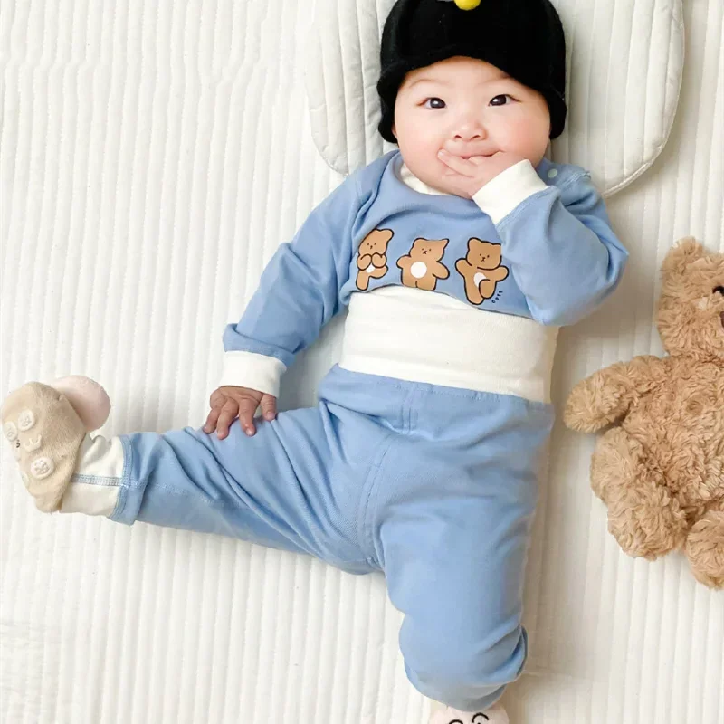 Newborn Kid Girl Underwear Clothes Set Pure Cotton Baby Boy Long Sleeves Outfit Cute Toddler Infant Clothing Two Piece Sleepwear