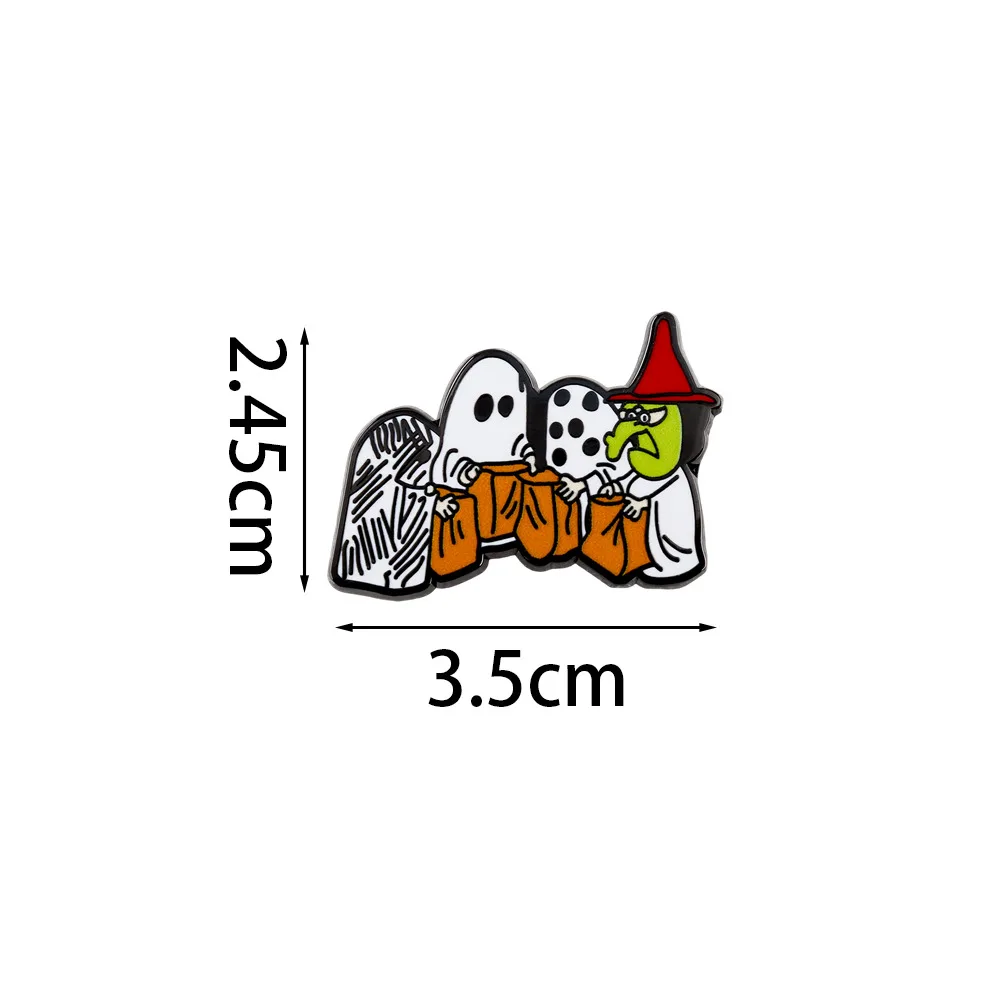 Vintage Great Pumpkin Believer Enamel Brooch Cute Little Ghost Lapel Pin Retro Halloween Funny Badge Accessories Collection
