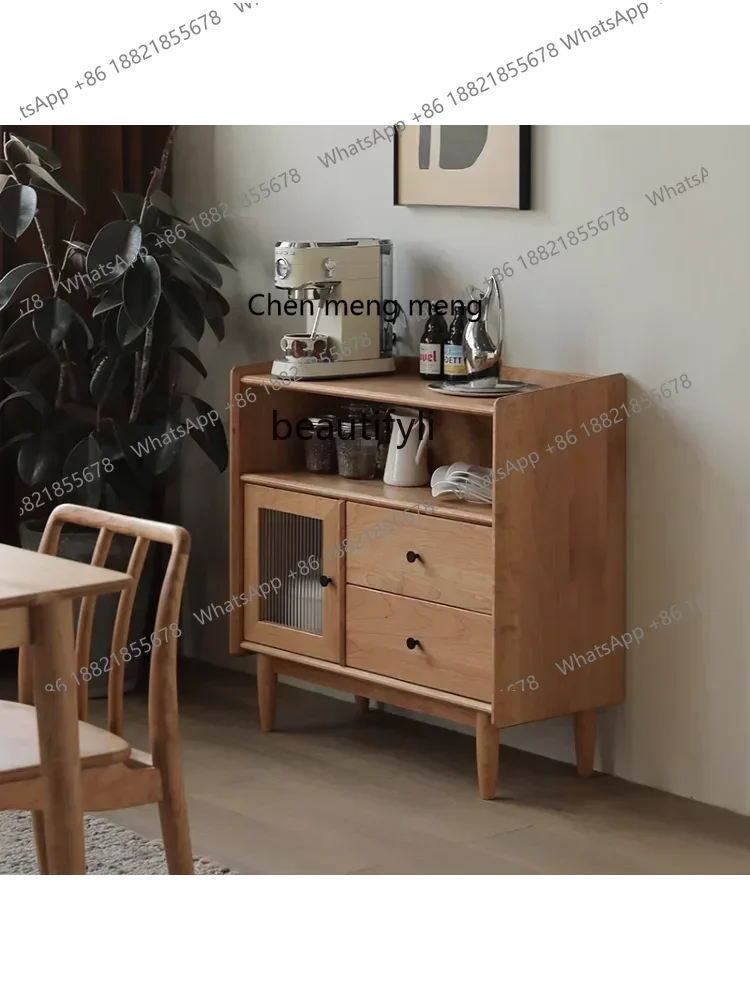 10z Customized Nordic Solid Wood Sideboard Simple Small Apartment Living Room Home Log Storage Sofa Side Cabinet Furniture