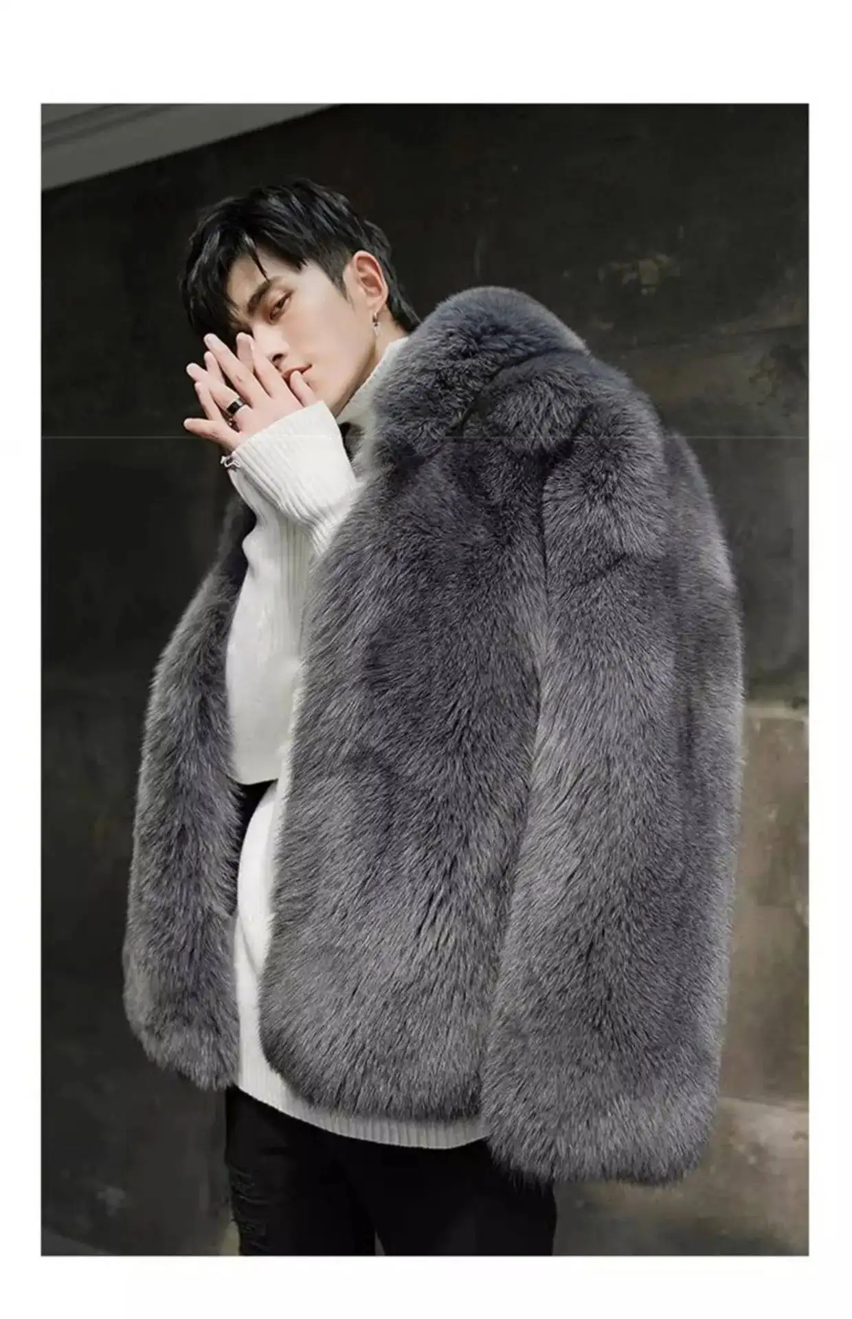 Invierno nueva moda de los hombres de Color sólido Simple básico Casual de moda elegante de lujo de manga larga con capucha abrigos de piel sintética ropa masculina