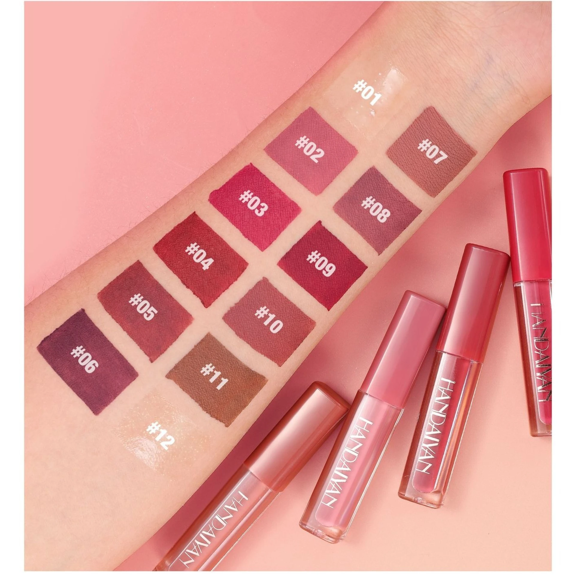 4pcs/box Matte Dyeing Lip Gloss Makeup Moisturizer Liquid Lipstick Waterproof Long Lasting Red Velvet Lip Tint Make Up Cosmetic