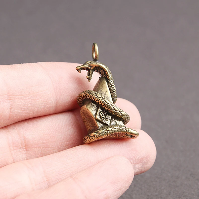 1Pcs Antique Bronze Cobra Boa Snake Statue Miniature Figurines Copper Zodiac Animal Desk Decorations Ornaments Crafts Pendant