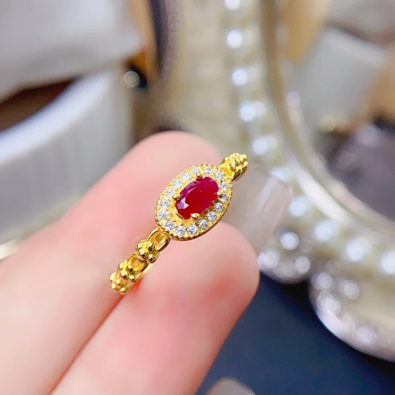 Natural Ruby Rings for women silver 925 jewelry luxury gem stones 18k gold plated free shiping items