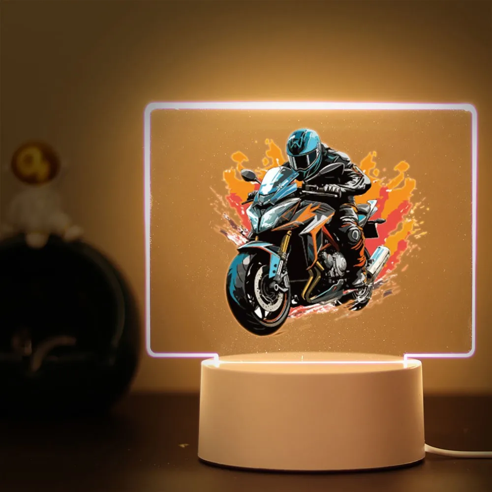 Motocicleta Print Night Light para quarto, lâmpada do motor da moda, decoração do quarto, presente de aniversário do namorado