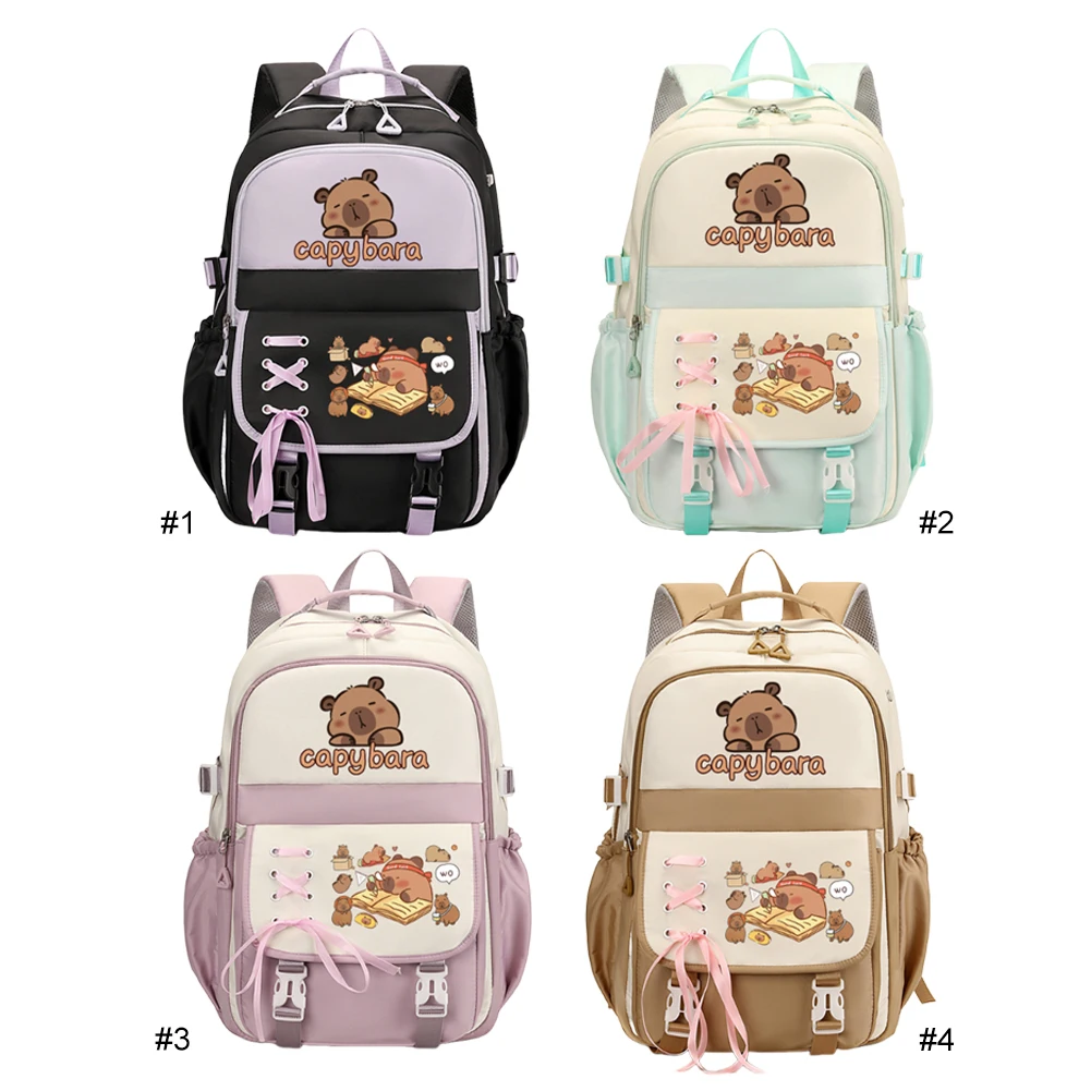 กระเป๋าหนังสือคาปิบาราสายสะพายไหล่ปรับได้กระเป๋าเป้สะพายหลังสาวน่ารักกระเป๋าเป้สะพายหลังการ์ตูนน่ารักสำหรับนักเรียนวัยรุ่น