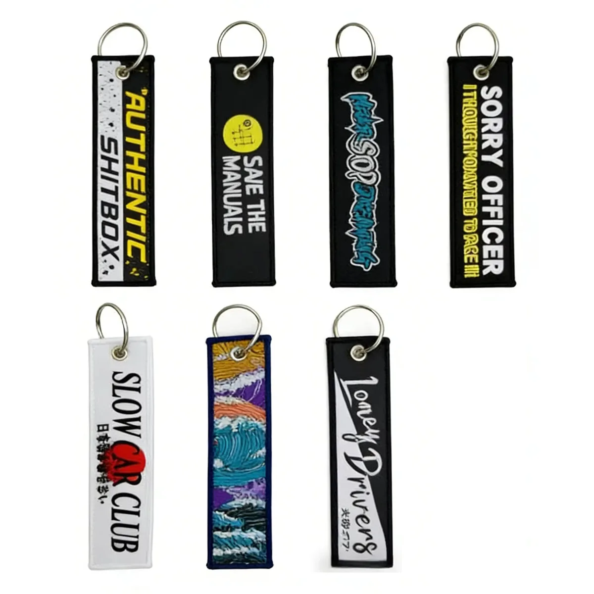 Nuevo llavero JDM Racing Japan, llavero de tela de nailon bordado, llavero para moto, etiquetas para llaves de coche, regalo con las olas de Hokkaido para esposo