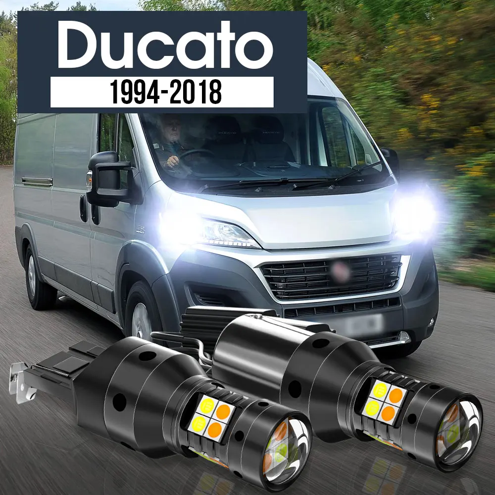 

2pcs LED Dual Mode Turn Signal+Daytime Running Light Blub DRL Canbus Accessories For Fiat Ducato 1994-2018 2013 2014 2015 2016