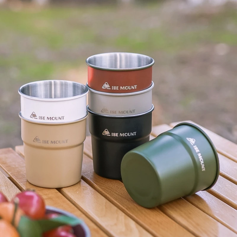 300ml Stainless Steel Stackable Camping Cup with Large Capacity and Portable Design