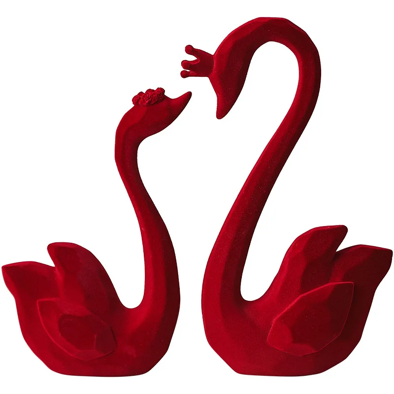 Flocked swan table top ornaments festive living room bedside decoration newlywed wedding room decoration wedding souvenirs