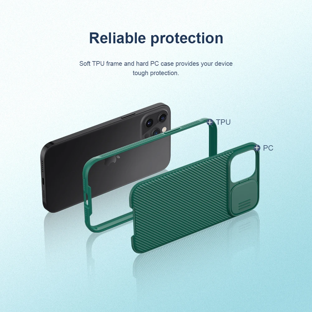 Nillkin For iPhone 12 Pro Max Case Camshiled Pro Soft Edges Camera Slide Cover Protection Back Cover Phone Case