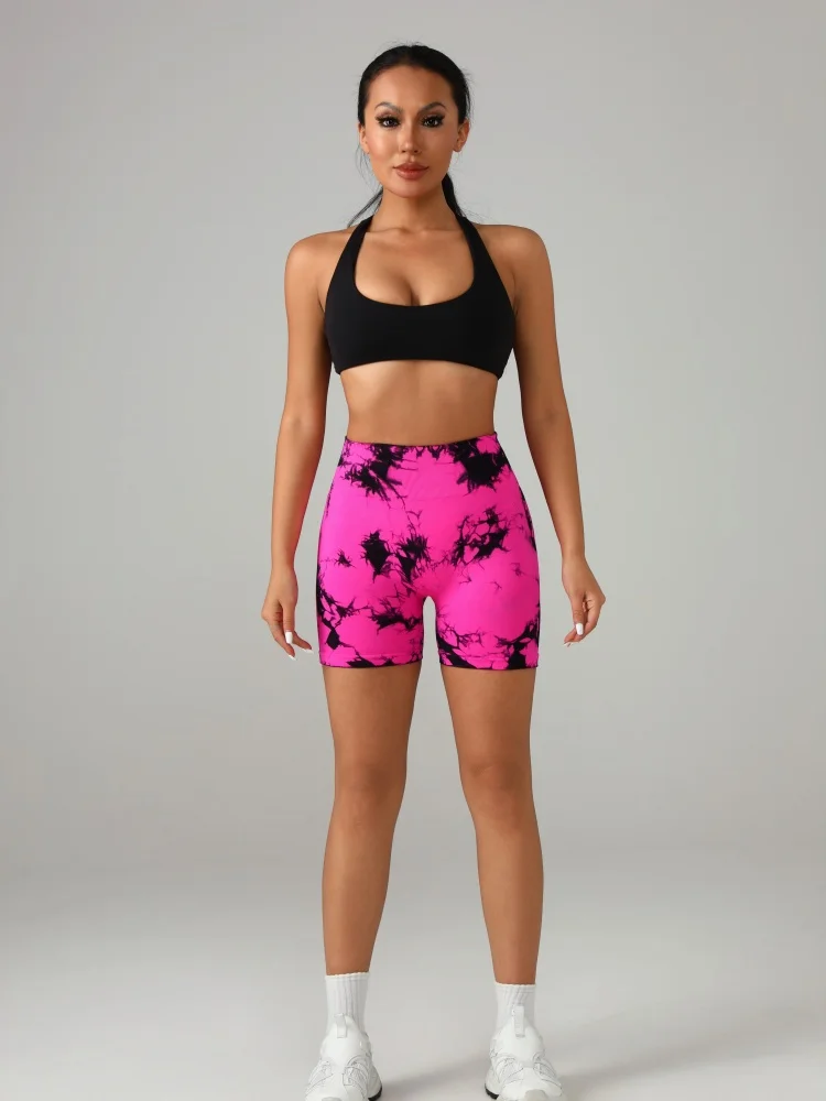 

European & American Style High - Waisted Sports Shorts for Women, Peach - Hip, Quick - Dry, Tight, Running & Yoga,