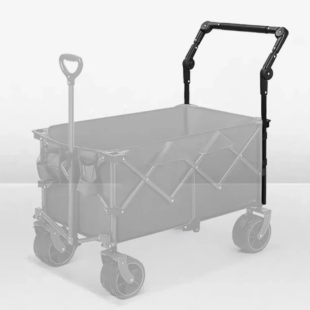 

1PC Foldable Folding Cart Push Handle Wagon Cart Equipment Black Lightweight Extendable Cart Trolley Handle Accessories Parts