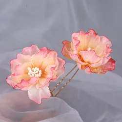 Floral Hairpin Forks Chinese Hanfu Hair Accessories For Women U-shaped Hair Clip Fork Vinatge Wedding Hair Jewelry Retro Crowns