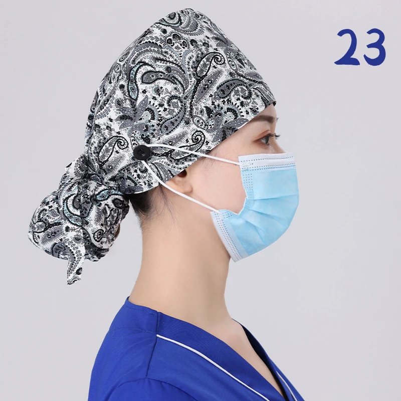Unisex Adjustable Tie Back Scrub Hat, Beauty Salon Cap