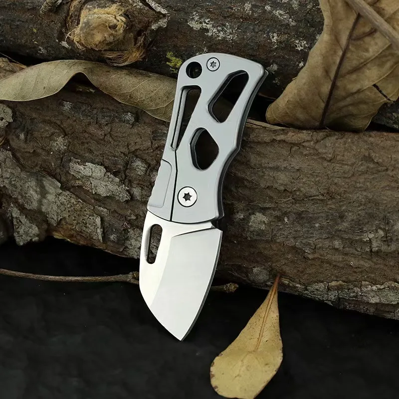 

High hardness D2 steel mini folding knife EDC self-defense portable keychain disassembly express knife
