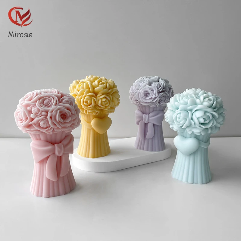 

Mirosie Bouquet Silicone Mold Homemade Scented Candle Mold DIY Flower Bouquet Plaster Epoxy Resin Molds Room Decoration