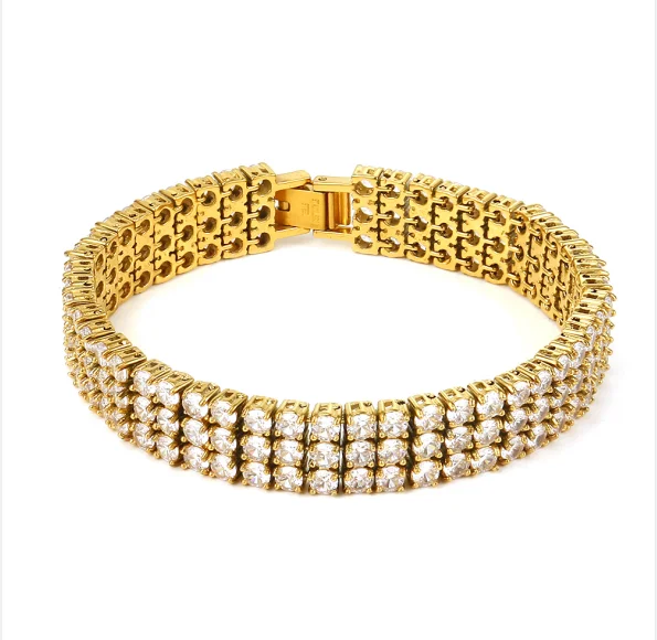 

Customizable Fashion Men's Zirconium, English, Gold, Silver and Gold Plated Stainless Steel Men's Bracelet