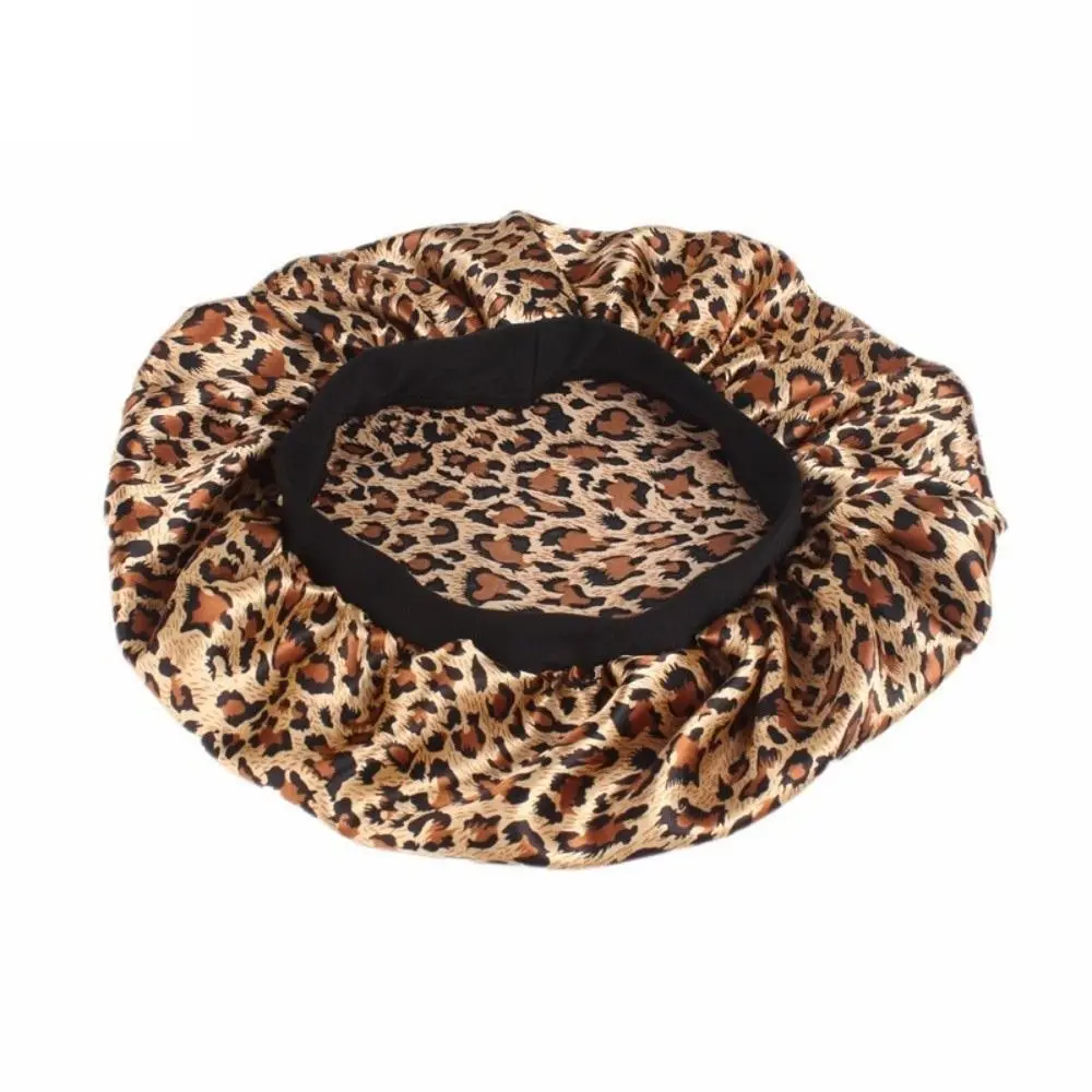Floral Pattern Satin Sleep Bonnet Elastic Wide Band Hair Loss Cover Shower Caps Head Wrap Cosmetic Cap Hair Wrap Accessories