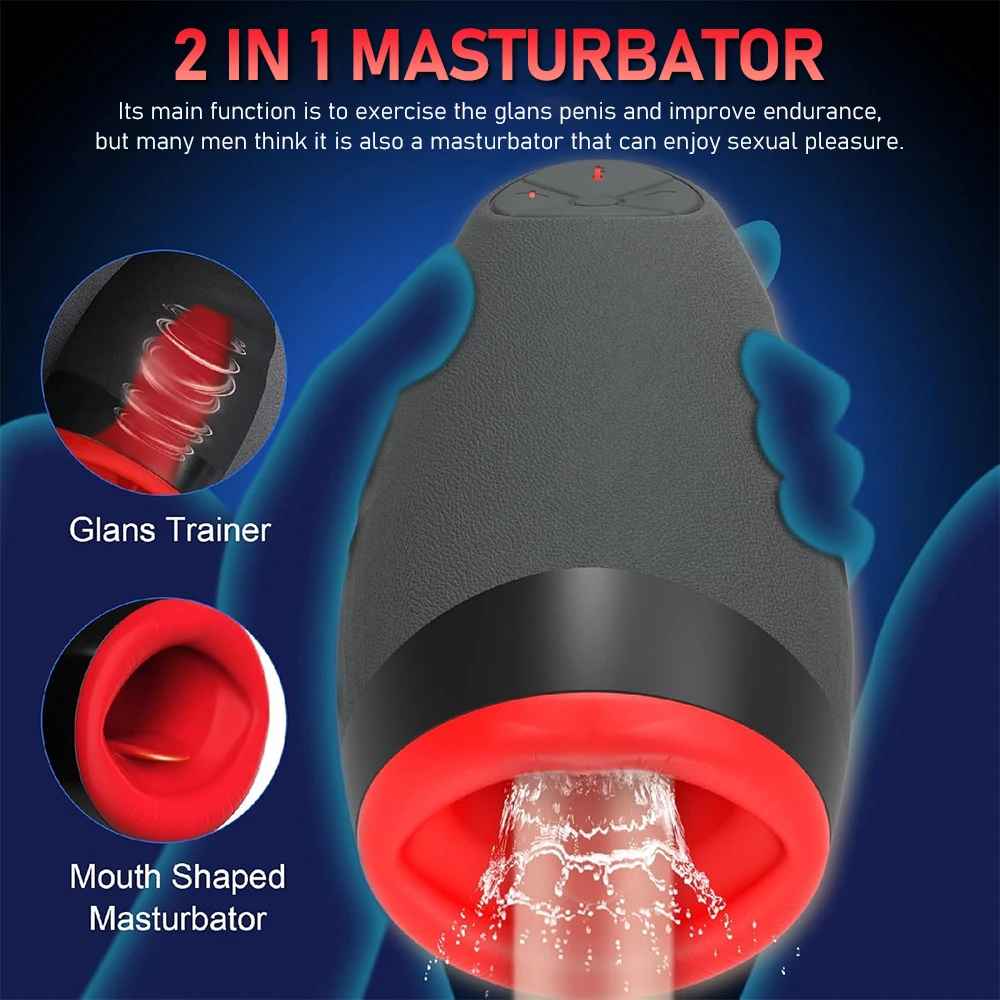 Sexy Mouth Penis Pump Heated Vibrator for Men Glans Sucking Cock Enlargement Exerciser Male Masturbator Erotic Products Sex Toys - view 2