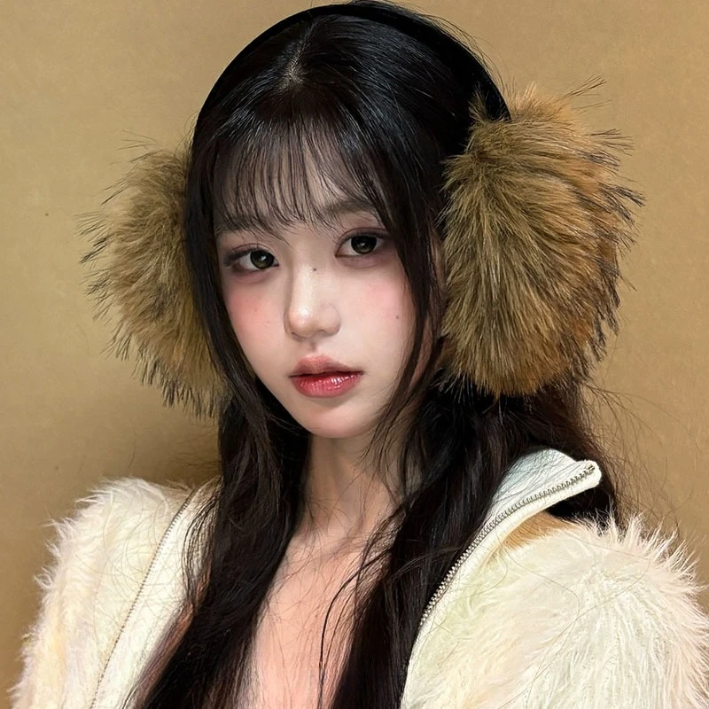 

Коричневые плюшевые противохолодные ветрозащитные чехлы для ушей Y2K, уличные зимние теплые беруши, наушники из искусственного меха норки, наушники для мужчин и женщин