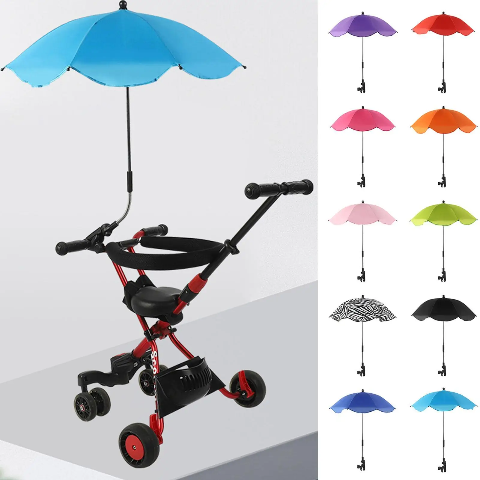 Universal Baby Car Pram Umbrella Adjustable Shade Umbrella Uv Sunshade For Stroller Accessories Sun Visor Portable Parasol Items