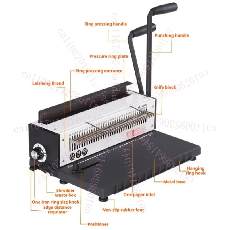 

34 Punching Square Hole TD-1500B34 Manual Spiral Wire Binding Machine Metal 4*4mm Photo Album A4 Paper Binder Puncher Machine