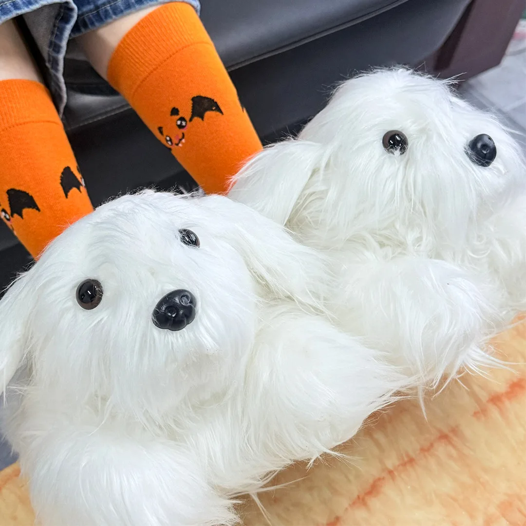 

Бишон Фризе Slillers, плюшевые игрушечные тапочки, домашняя плюшевая обувь, домашние теплые длинные пуховые тапочки, осенне-зимний подарок