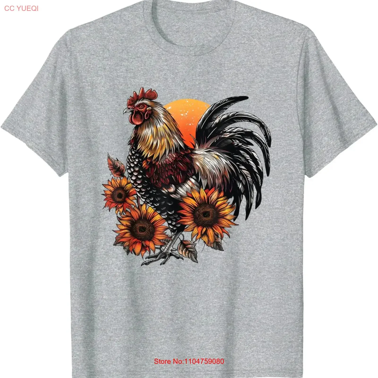 Rooster Orange Pattern T Shirt  vintage Washed Breathable Versatile Casual Stretched Soft Comfortable designer clothes Stylish