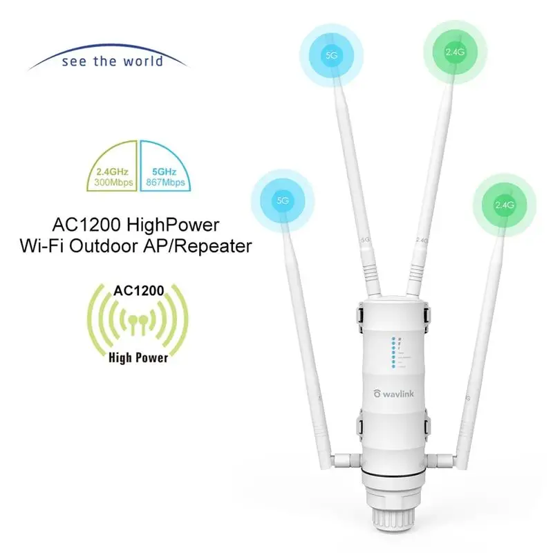 To AC1200 High Power Wi-Fi Outdoor AP/Repeater/Router with PoE and High Gain 2.4G&5G Antennas wifi range extender amplifier