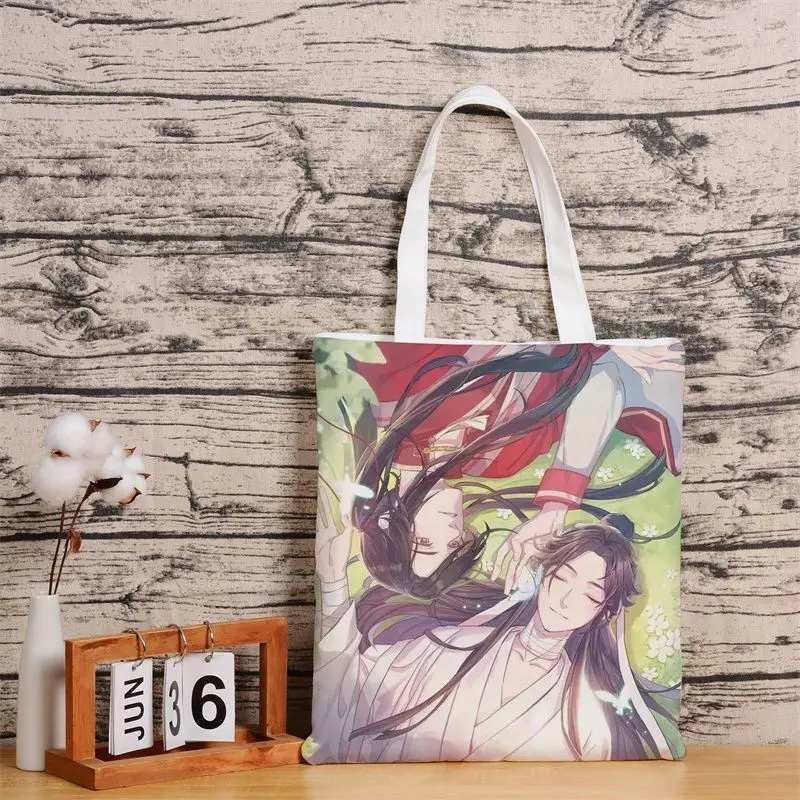 Tian Guan Ci Fu Cute Canvas Shoulder Bag Anime Heaven Official’s Blessing Hua Cheng Xie Lian Cosplay Casual Shopping Bag Handbag