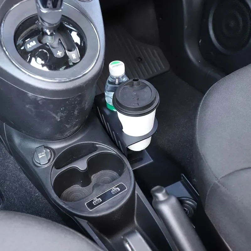 ل 2016 + فيات 500 مقعد السائق المساعد توسيع حامل كوب الماء حامل كوب الماء لمقعد جانبي للسائق المساعد سبائك الألومنيوم الأسود