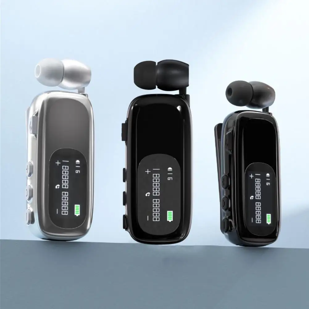 سماعات أذن بدون استخدام اليدين، سماعات أذن لاسلكية بخفيفة الوزن مع شاشة رقمية مقاومة للماء للضوضاء