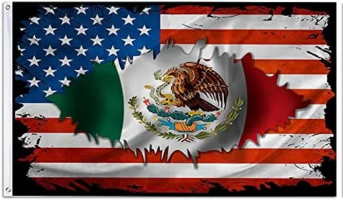 Mexico USA Friendship 3X5 Ft Flags for Dorm Home Decor, Double Side Print Mexican American Funny Outdoor Flags & Banner Sign