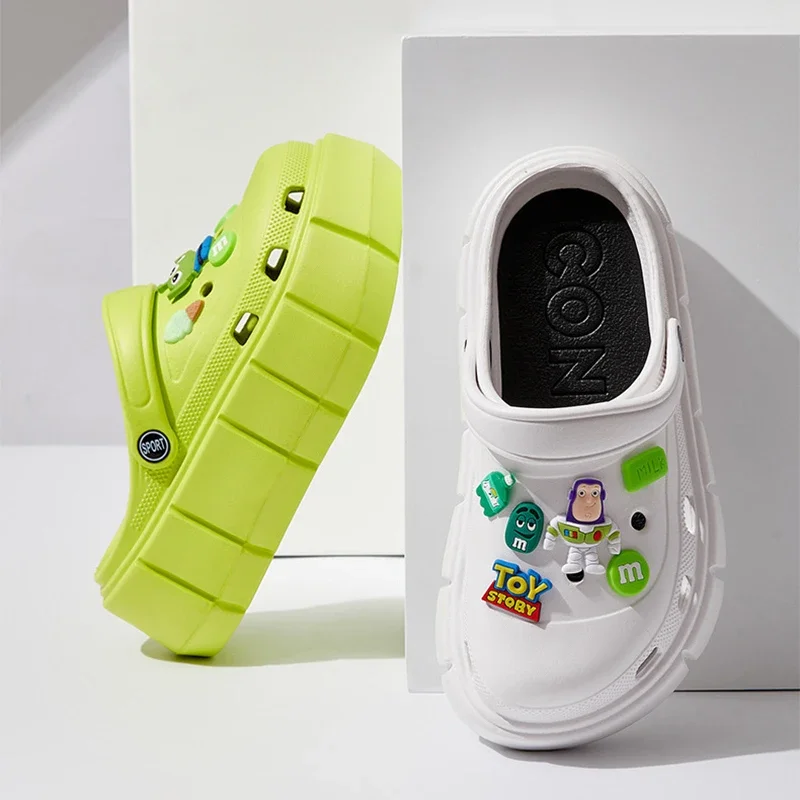 صنادل نسائية ذات نعل سميك من الرسوم المتحركة يمكنك صنعها بنفسك صنادل صيفية خفيفة الوزن وغير قابلة للانزلاق للحديقة على الشاطئ صنادل نسائية خارجية سميكة من مادة إي في إيه