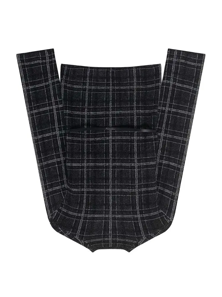 

HH Women's Fashion Versatile V-neck Plaid Knitted Belted Cardigan Jacket Female High Street Style Casual Long Sleeve Sweater Top