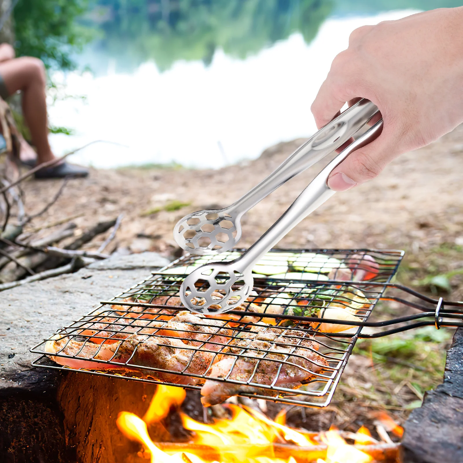 

1pc Stainless Steel Steak Tongs For Grilling Cooking Serving Bread Cake Salad Buffet Outdoor Barbecue Kitchen Tool