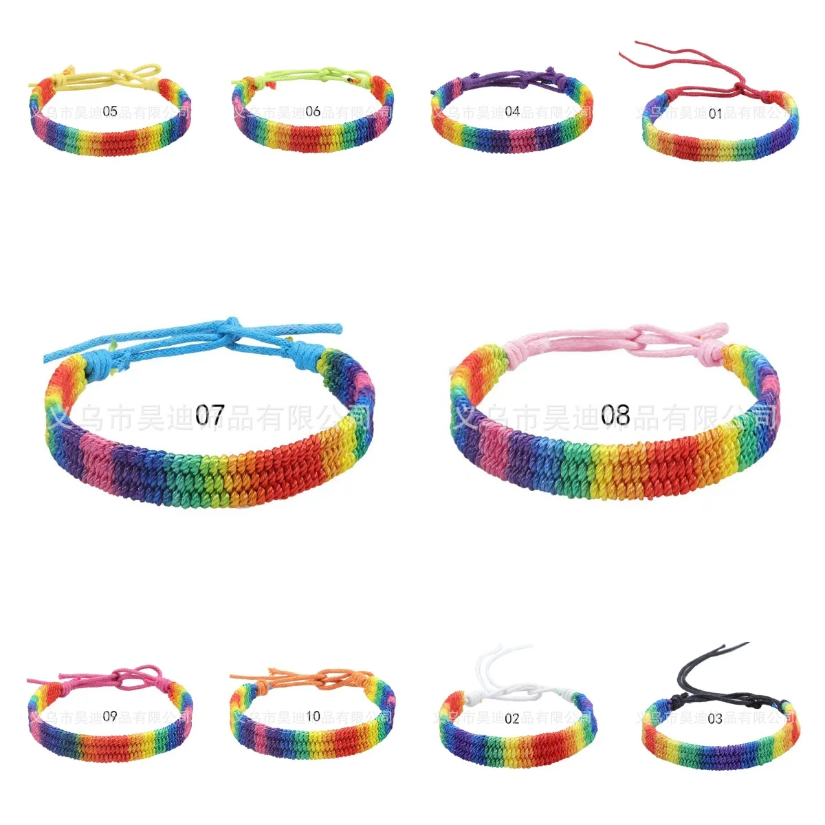 

100pcs LGBT Hand Knitted Unisex Rainbow Couple Bracelets Same Sex Personalised Jewellery 10 Styles Mixed Shipment